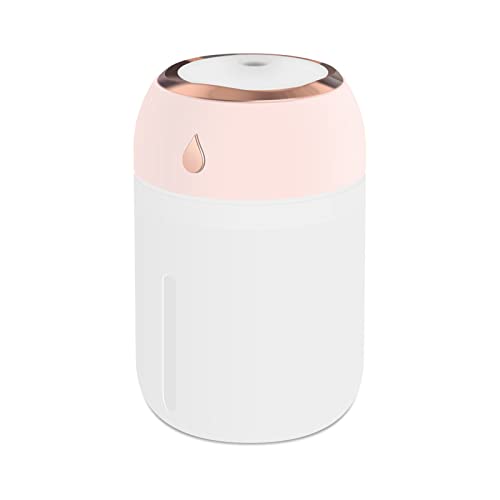 Portable Mini Humidifier for Bedroom, Office, Car, USB Personal Humidifier with LED Lights, 330ML Capacity, Auto Shut-Off, Aromatherapy Diffuser