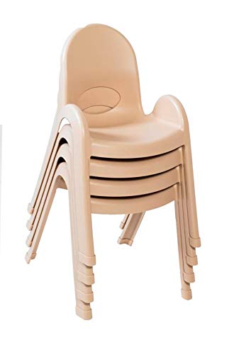 Angeles Value Stack 13" Child Chair, Natural Tan, 4 Pack, Stackable Ergonomic Seating Solution for Classrooms and Homeschools