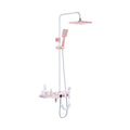 with Digital Display, Pink and White Rain Mixer Shower Combo Set Wall Mounted Bathroom Shower Faucet Set with Shower Head, Handheld Shower, Tub Spout, Bidet Spray