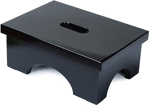 Ecrocy Step Stools for Adults Pre-assembled, Sturdy Wooden Step Stool Lightweight, Portable Bedside Step Stool with Smooth Finish, Ebony