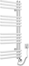Towing Warmers Single-Sided Round Tube Electrical Heating Towel Rack 450 * 1000 mm White Intelligent tat Heated and Suitable for Bathroom.