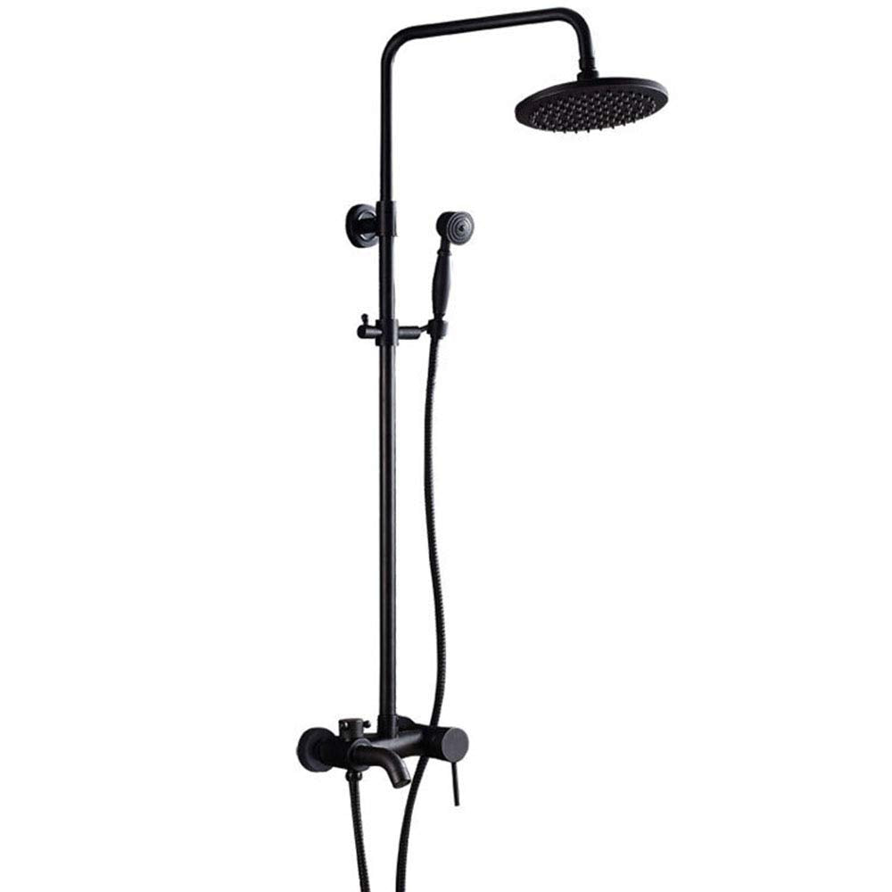 Wall Mounted Retro Bathroom Nozzle Single Handle Control of Hot and Cold Water Ceramic Core Shower Faucet Sets, Black Bronze Shower Set