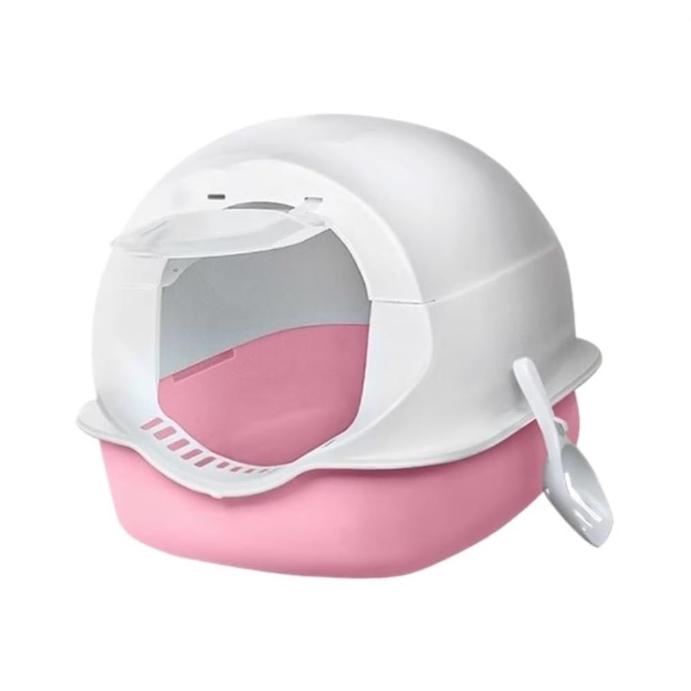 Pet Supplies, Enclosed Splash-Proof Cat Litter Box with Scoop & Lid, Large & Easy Clean(Pink)