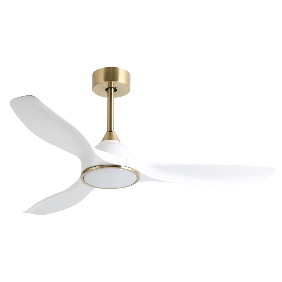 52 Inch 6 Speed High CFM Quiet DC Motor Modern Ceiling Fan with Lights Remote Control, 3 Blade White Gold Indoor Bedroom Living Room Ceiling Fan