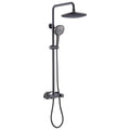 Exposed Shower System Grey Shower Faucet Set Brass Rainfall Shower Fixture with Tub Spout and 3 Functions Hand Shower, Wall Mounted Bathroom Shower Mixer Set