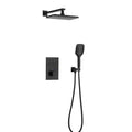 Shower System Black, Wall Mounted Shower Faucet Set for Bathroom with High Pressure Rain Shower Head and Handheld Shower Head Set