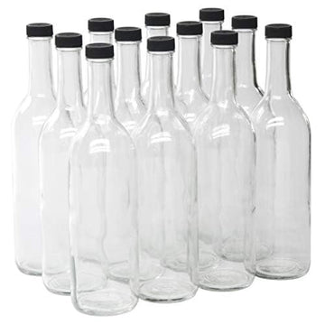 North Mountain Supply Glass Bordeaux Wine Bottles, 750ml, Case of 12, Clear