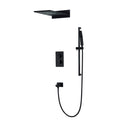 Shower System,Thermostatic Waterfall Rain Shower Sets Bathroom Luxury Shower System with High Pressure Waterfall Rainfall Shower Head + Black Hand Shower Head, Shower Set