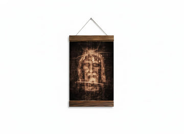 Shroud of Turin Holy Linen Wall Art, Wood Framed Canvas Print, Sacred Image of Jesus Christ Christian Decor, Compact 8.7" x 11.8" (22cm x 30cm), Ready to Hang