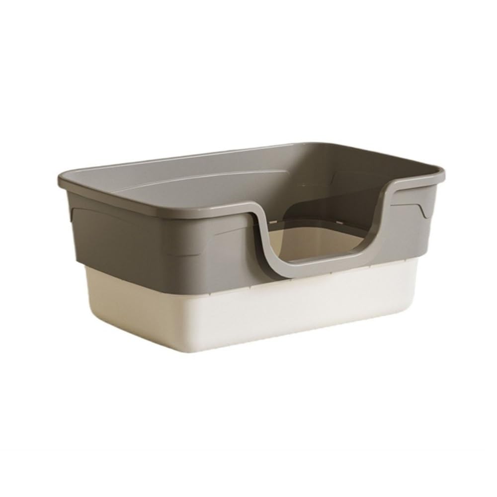 Pet Supplies, Open Top Cat Litter Box with Removable Design, Thickened Anti Splash & Easy Clean(Gray)