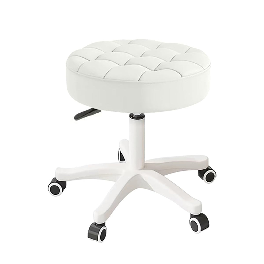 Hdhnba Small Chair Round Rolling Stool with Wheels Pu Leather Height Adjustable Swivel Drafting Work Spa Salon Stools Home Office Chair