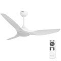 52 Inch Quiet DC Motor White Ceiling Fan with Light Remote Control, Indoor 3 Blade Modern Ceiling Fan for Bedroom Living Room