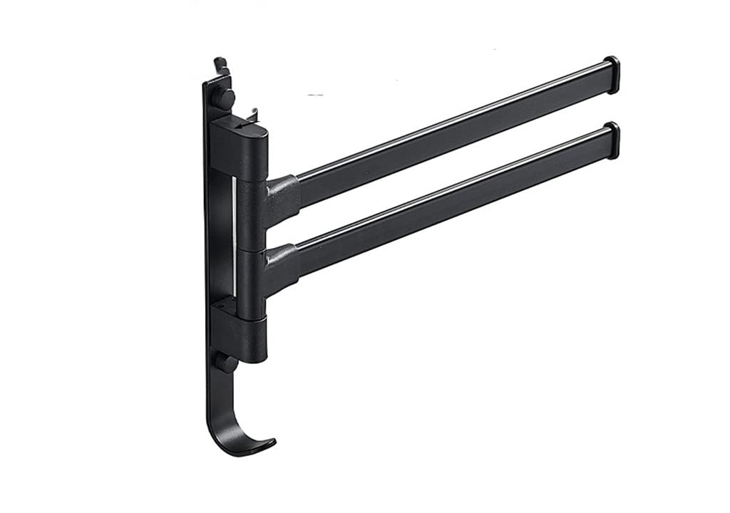 Bathroom Aluminum Towel Rack Rail Holder Black Swivel Rotating Hand Towel Bars Racks Wall Hanger Fixture Space Saving Hardware (Color : 2, Size