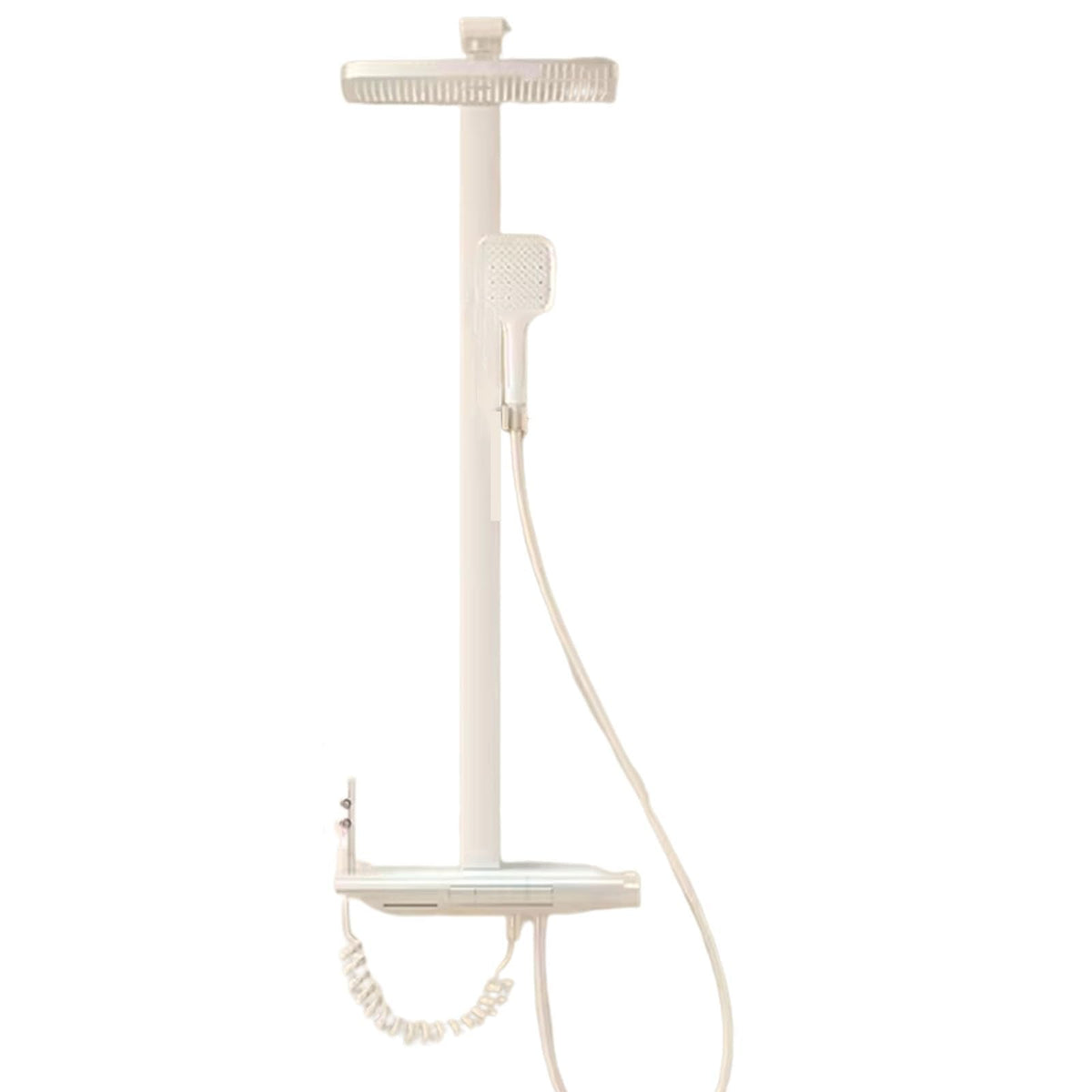 Shower System, Wall Mount Piano Keys, LED Water Temperature Digital Display, Ambient Light, Adjustable Temperature, Large Storage Platform (White hot and Cold)