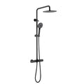 Black Thermostatic Shower Fixtures with 10 Inch Overhead Rain Shower and 3 Function Handheld Shower, Height Adjustable Square Anti-Scald Shower System for Home Bathroom Hotel Outdoor