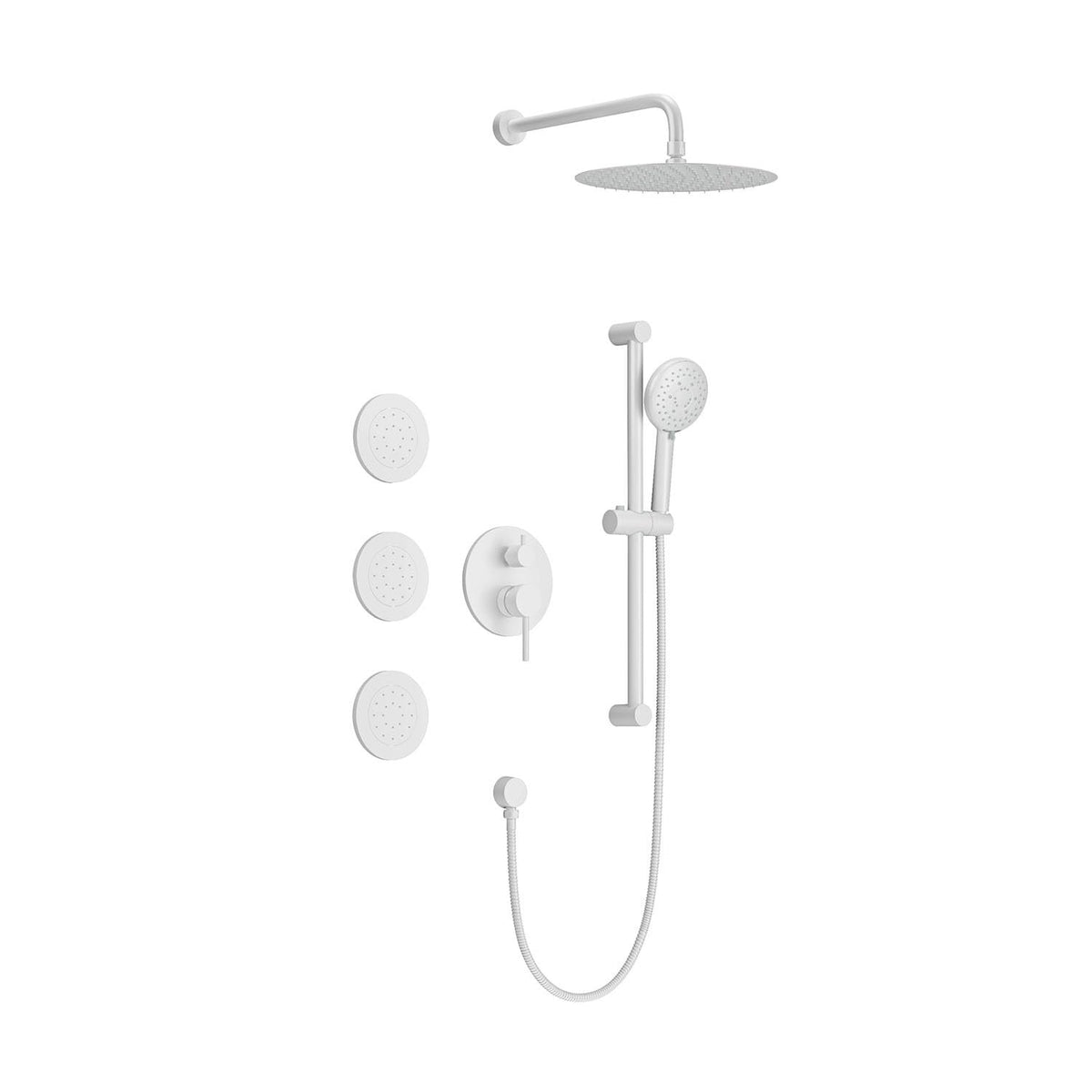 Wall-Mounted Rain Shower System with Hand Shower & Body Spray - Brass & Stainless Steel