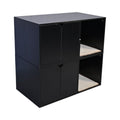 35.83" Black Cat Litter Box Enclosure Hidden Furniture with Scratching Pad, Modern Indoor Cat House