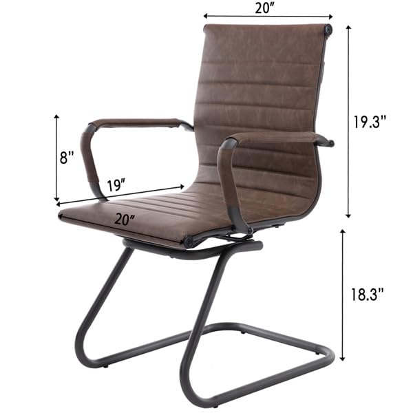 Hny 6-pack Pu Leather Office Guest Chairs, 6 PCS, Retro Brown