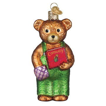 Old World Christmas Corduroy Holding Book Glass Blown Ornament for Christmas Tree, Handcrafted Holiday Decoration, Storybook Collection