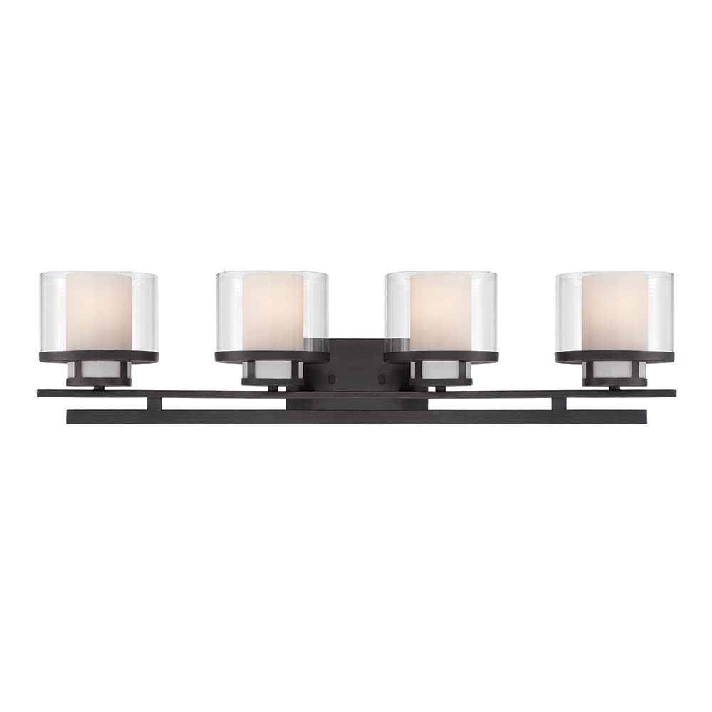 Designers Fountain 86104-BBR 33.25in Fusion 4-Light Bathroom Vanity Light Fixture, Biscayne Bronze