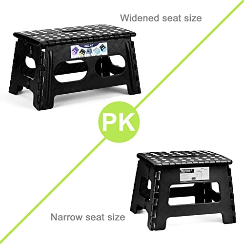 Delxo Folding Step Stool 9 Inch,300lbs Extra Wide Step Stool for Kids, Widen Black