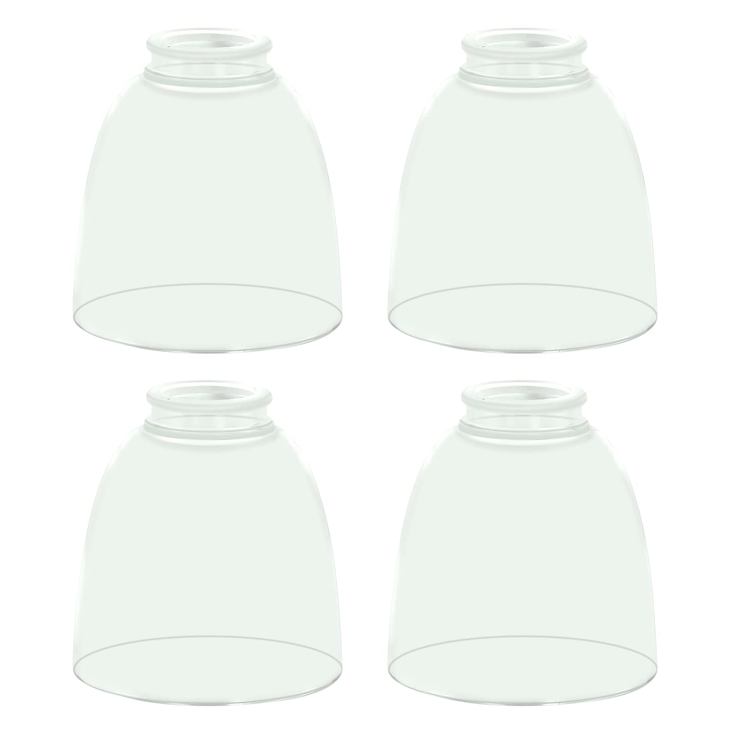 4 Pack Clear Glass Shade Replacements, Bell Shaped Glass Shade Covers for Ceiling Fan Light Fixture, 4.92"High, 4.72"Diameter, 1.65 "Fitter, High Transmittance Globe Lampshades for Vanity