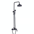 Shower System Black Bronze, 8-Inch Rainfall Shower Head with Hand Shower, Brass Wall Mounted Bathroom Shower Mixer Tap, Outdoor Shower Faucet Set
