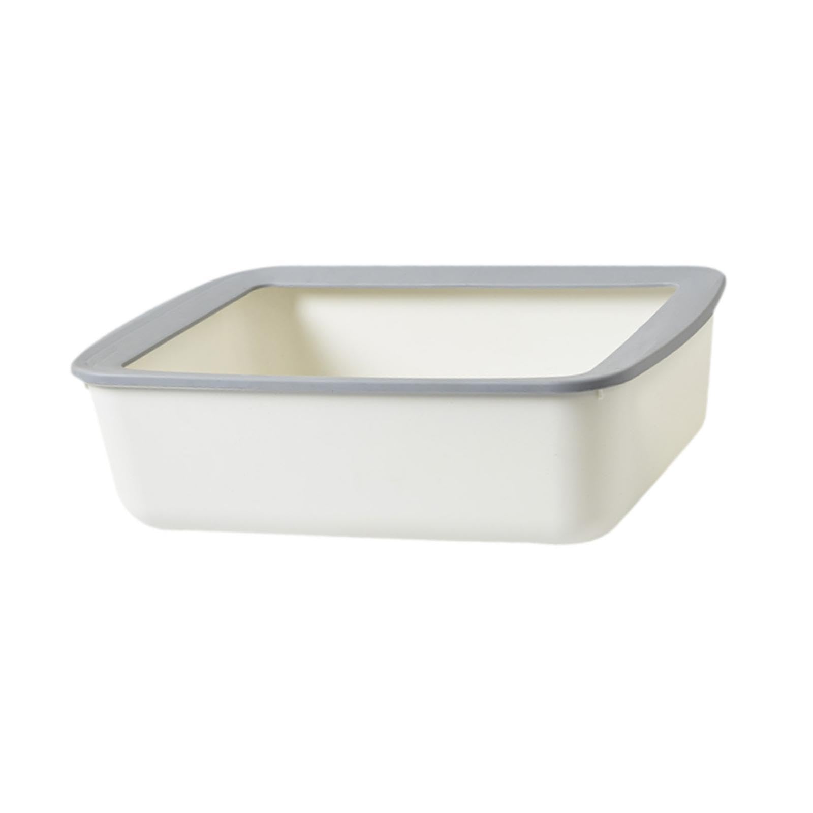Open Top Pet Litter Tray Easy Clean Cat Toilet Sand Box Indoor Cats Litter Basin- White