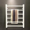 Wall Mounted Towel Warmer Electric Heated Towel Rack with tat for Bathroom Heated Drying Rack 6 Square Bar (23.6X17.7 X4.7Inch) black1 (White2)