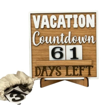 Vacation Countdown Home Decor Wood Sign with Stand, one year planning Calendar, Unique travel Gift for Coworkers, Family, kids, and Friends