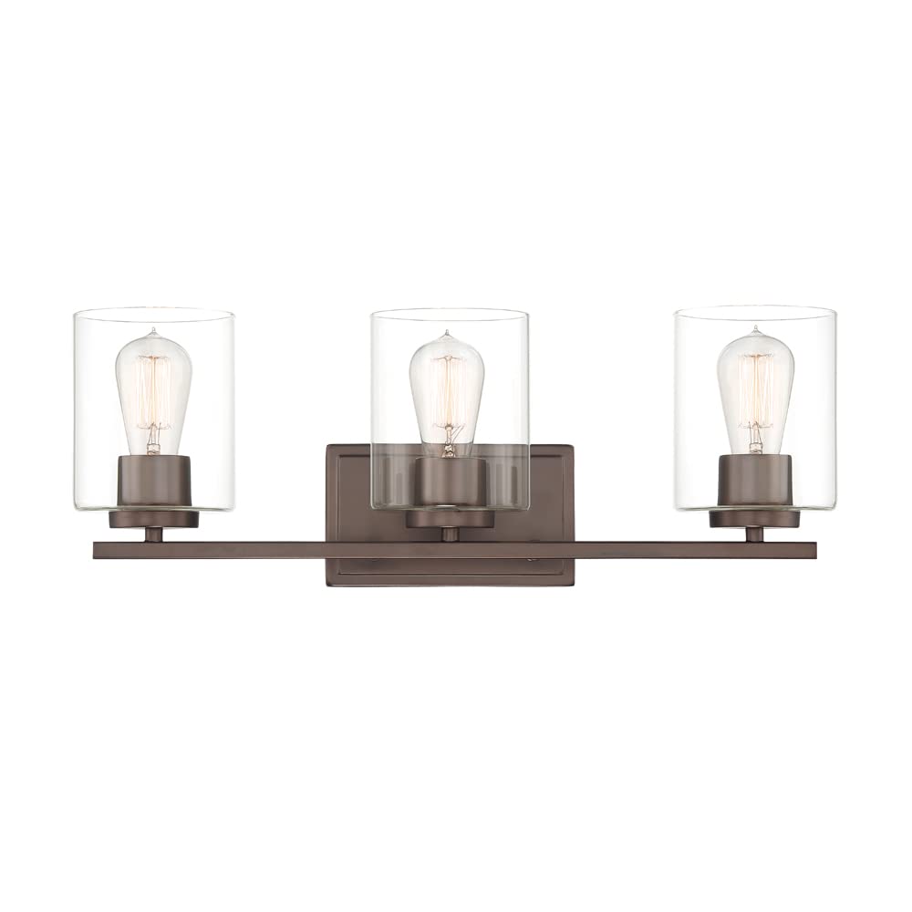 Designers Fountain Liam 3-Light Bathroom Vanity Light Fixture, Satin Copper Bronze, 93003-SCB