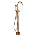 Contemporary Freestanding Bathtub Faucet with Hot and Cold Water Brass Double Handle Bath Shower Mixer Floor Mounted Taps with Handheld Shower,Chrome (Antique Brass)