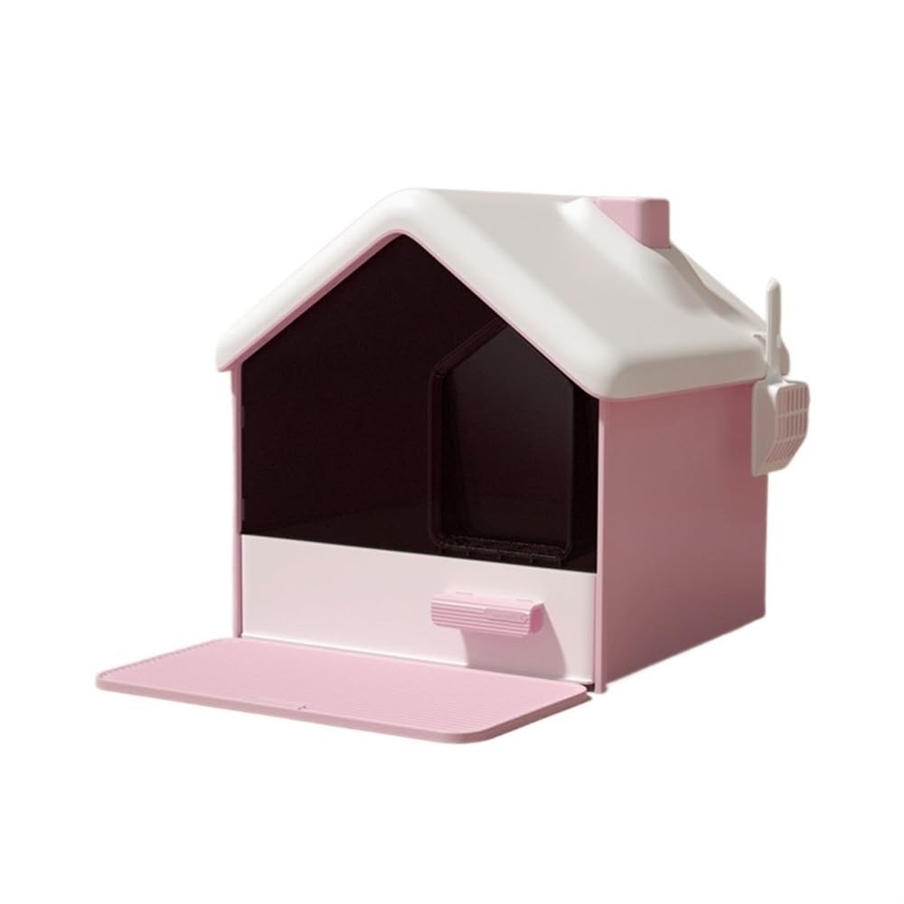 Pet Supplies, Hooded Cat Litter Box - Privacy, No Mess, Portable & Easy Clean(Pink)
