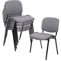 Clatina Set of 5 Pack Waiting Room Chair Fabric Grey Stackable Chairs Metal Frame with Thickened Seat Back Cushion for Waiting Conference Room