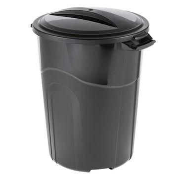 32 Gallon Heavy Duty Trash Can with Lid, 33 Gallon Bag Compatible, Easy-Move Handles & Bottom Groove, Click Lock Lid, Ideal for Garage, Patio, Office & Deck