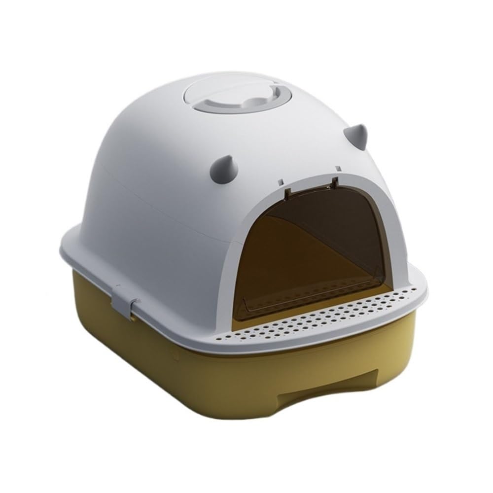 Pet Supplies, Enclosed Cat Litter Box with Drawer, Easy Clean(Yellow)