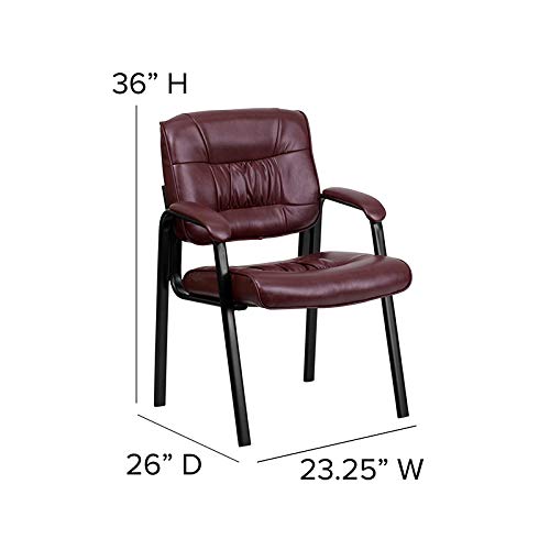 Flash Furniture Haeger Leathersoft Tufted Executive Reception Chair with Padded Armrests, Upholstered Side Chair for Living Room or Office,