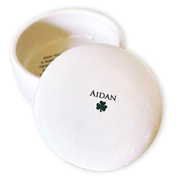 Susabella Personalized Round Ceramic Keepsake Box With Green Irish Blessing