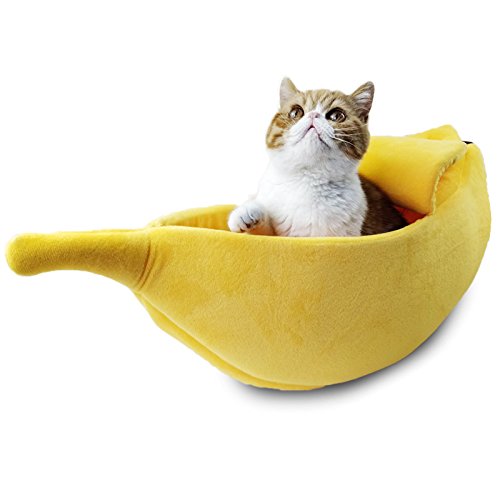 · Petgrow · Cute Banana Cat Bed House Medium Size, Christmas Pet Bed Soft Cat Cuddle Bed, Lovely Pet Supplies for Cats Kittens Rabbit Small Dogs Bed,Yellow