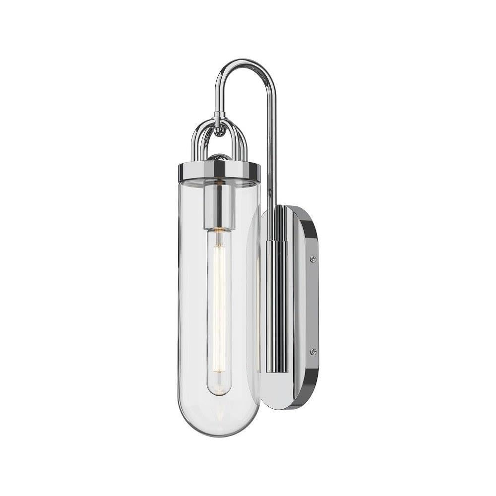 Alora Mood Lancaster 5" Wall/Vanity Light | Chrome Finish | Clear Glass | Classic Vintage Style Bathroom Wall Light | Made of Steel and Glass | 4.63" W x 18" H x 6" E | WV461101CH