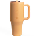 HydroJug Traveler - 40 oz Water Bottle with Handle & Flip Straw - Fits in Cup Holder, Leak Resistant Tumbler-Reusable Insulated Stainless Steel & Rubber Base - Gifts for Women & Men, Marigold