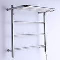 APUM 304 Stainless Steel Towel Warmer, Wall-Mounted Electric Towel Warmer with storege Shelf, Polished Electric Heated Towel Rack with 7 Bars, 55W, for Bathroom