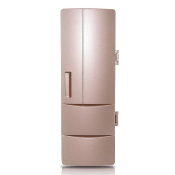 Portable Cooler & Warmer Mini Fridge - 4.7x3.3x9.8" Rose Gold Thermoelectric Mini Fridge for Skincare, Cosmetics, Beverage, Office, Car - Dual Use Refrigerator