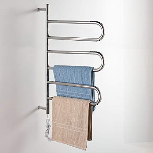 Electric Towel Rail Rotatable Electric Towel Rack Bathroom Towel Warmer for Drying Clothes and Towel The Best Helper in The Bathroom 33X22inches Hard Wire ()