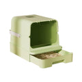 Pet Supplies, Enclosed Cat Litter Box with Top Exit & Handle,Large Hooded Tray(Green)