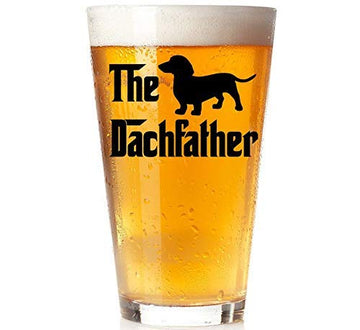 The Dachfather - Gift for Wiener Dog Lover - Dachshund Weiner Dog Dad - 16oz Pint Drinking Cup Beer Glass