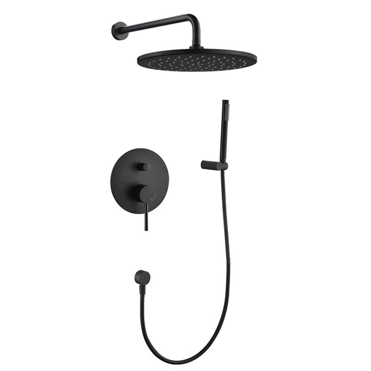 Shower System Matte Black Rainfall Shower Faucet Set Complete, Wall Mounted Shower Fixture Combo Set with 8" Rain Shower Head and Handheld Shower Brass Bathroom Shower Mixer Tap