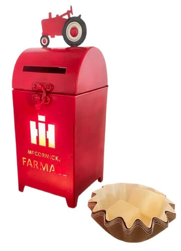 B CENTERBRIDGE Farmall McCormick Tractors Wax Warmer for Scented Wax Melts Model M Rural Red Mailbox with Topper Harvest Thanksgiving Fall Decorations