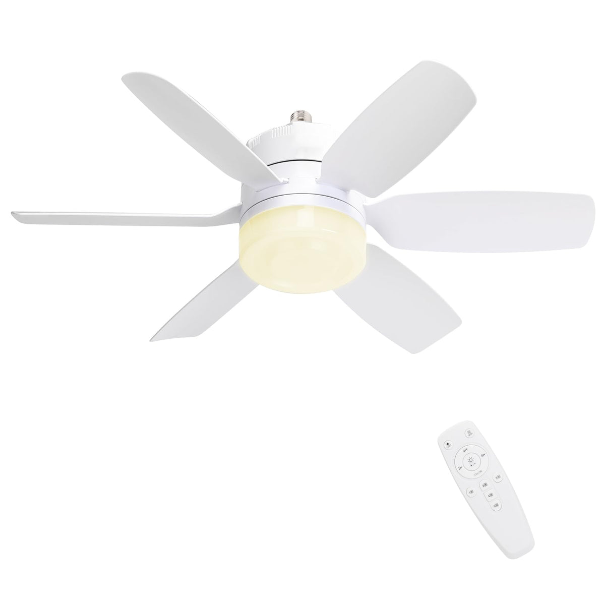 Fanspex 20.5'' Socket Ceiling Fan Light, 5 Fan Speeds with 3 Colors Adjustable Light, 8 Hours Timer (White)