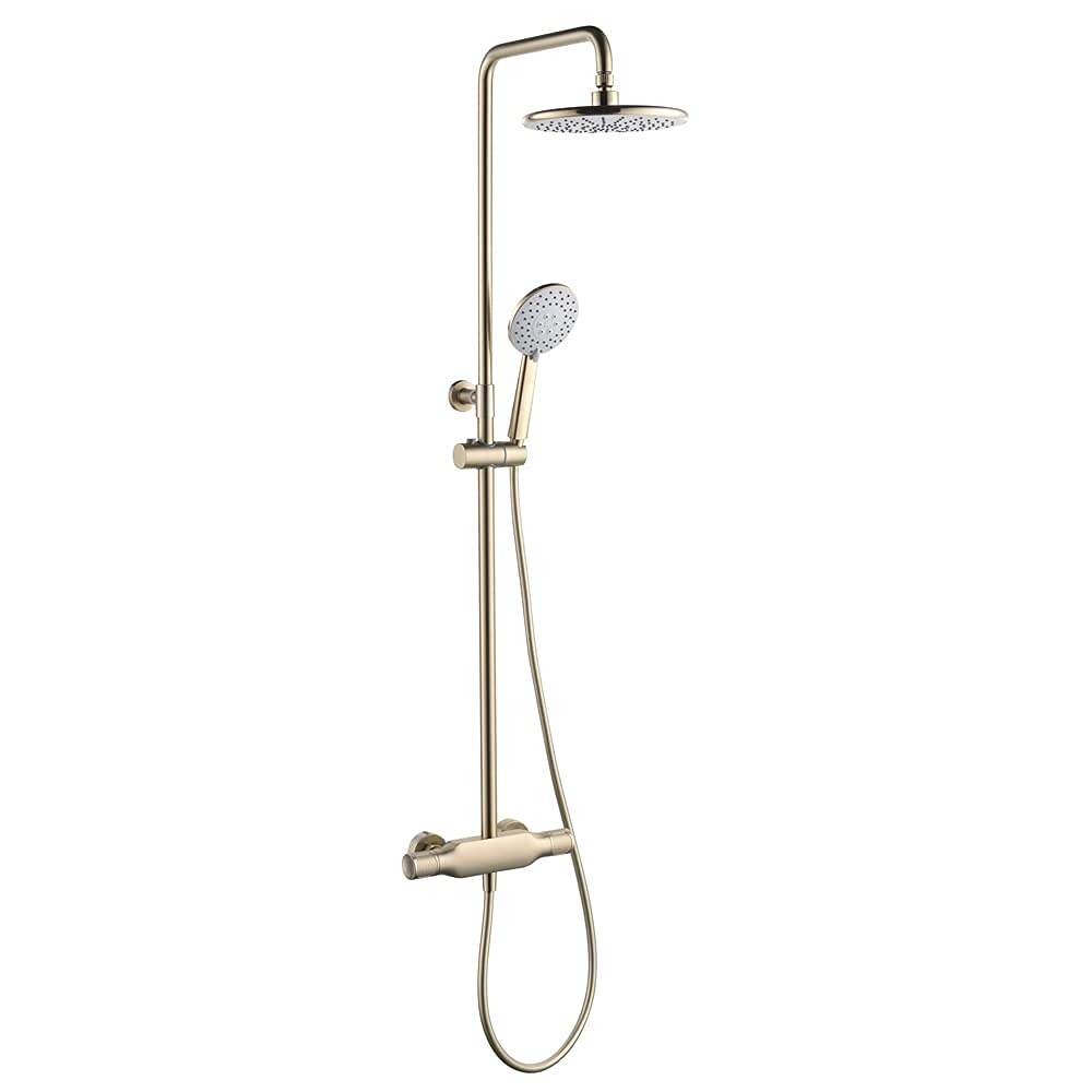 Bathroom Shower Column Set with 10" Shower Head Brass Hot Cold Wall Mounted Shower System Set with Shower Head and PVC Shower Hose